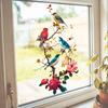 Blumen Vogel auf Ast Statisch Haftend Fensteraufkleber Selbstklebend Abnehmbar Schlafzimmer Wohnzimmer Balkon Glastür Heimdeko Kunst