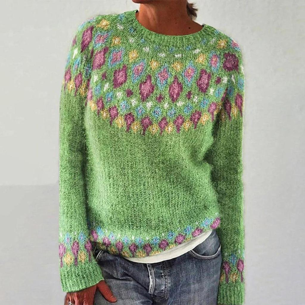Women's New Color-Block Round Neck Fashion Sweater