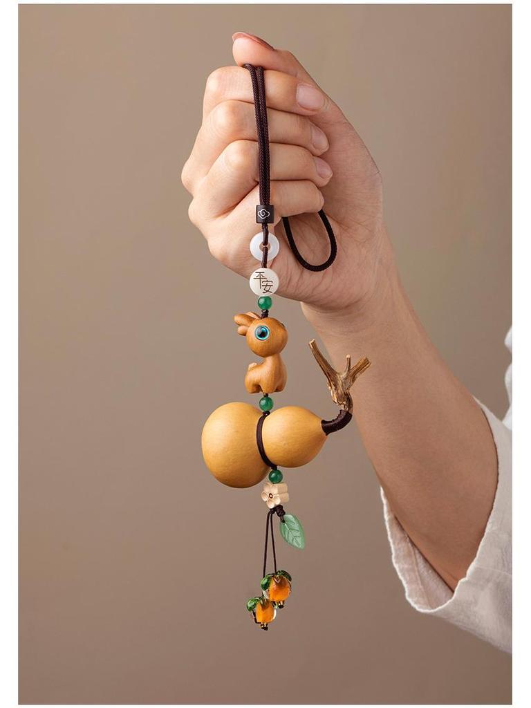 Creative Deer Gourd Car Pendant - New Chinese Style Hanging Ornament for Car Interiors