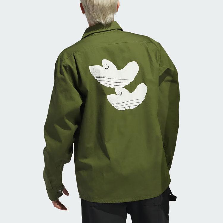 Adidas Originals Shmoofoil Button-Up Sports Long Sleeve Shirt Unisex Tops Wild-Pine IU0081