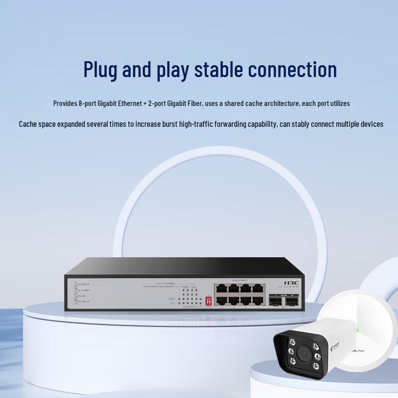 Switch H3C S1210F-PWR Gigabit PoE+ de 10 Portas