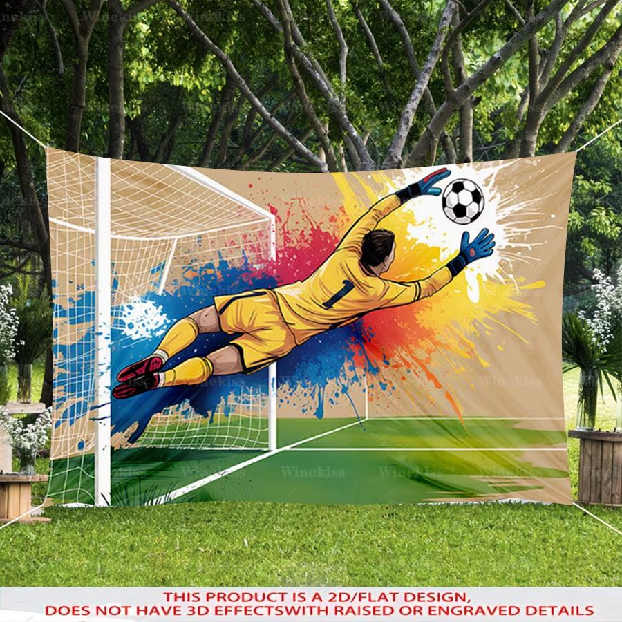 Soccer Goalkeeper Football Photo Backdrop, for Party Photo Booth Indoor Outdoor Decor