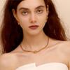 E.B.belle Blade Chain Paper Clip Chain O-shaped Chain Spring Buckle Pendant Necklace 18K Gold Plated 316L Stainless Steel