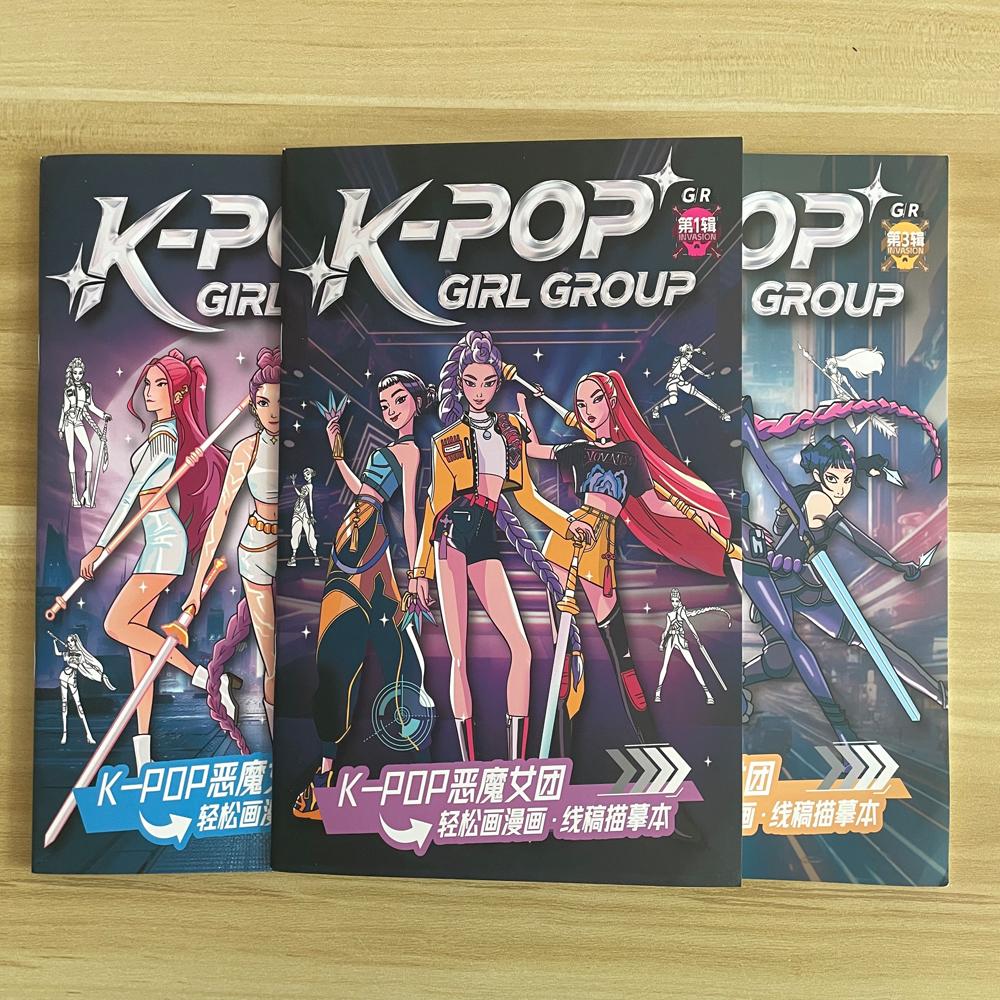 K Pop Dämonenjäger Anime Figur Farbe DIY Malbuch Film Huntrix Cartoon Graffiti Malbücher Kinder Malspielzeug Geschenk