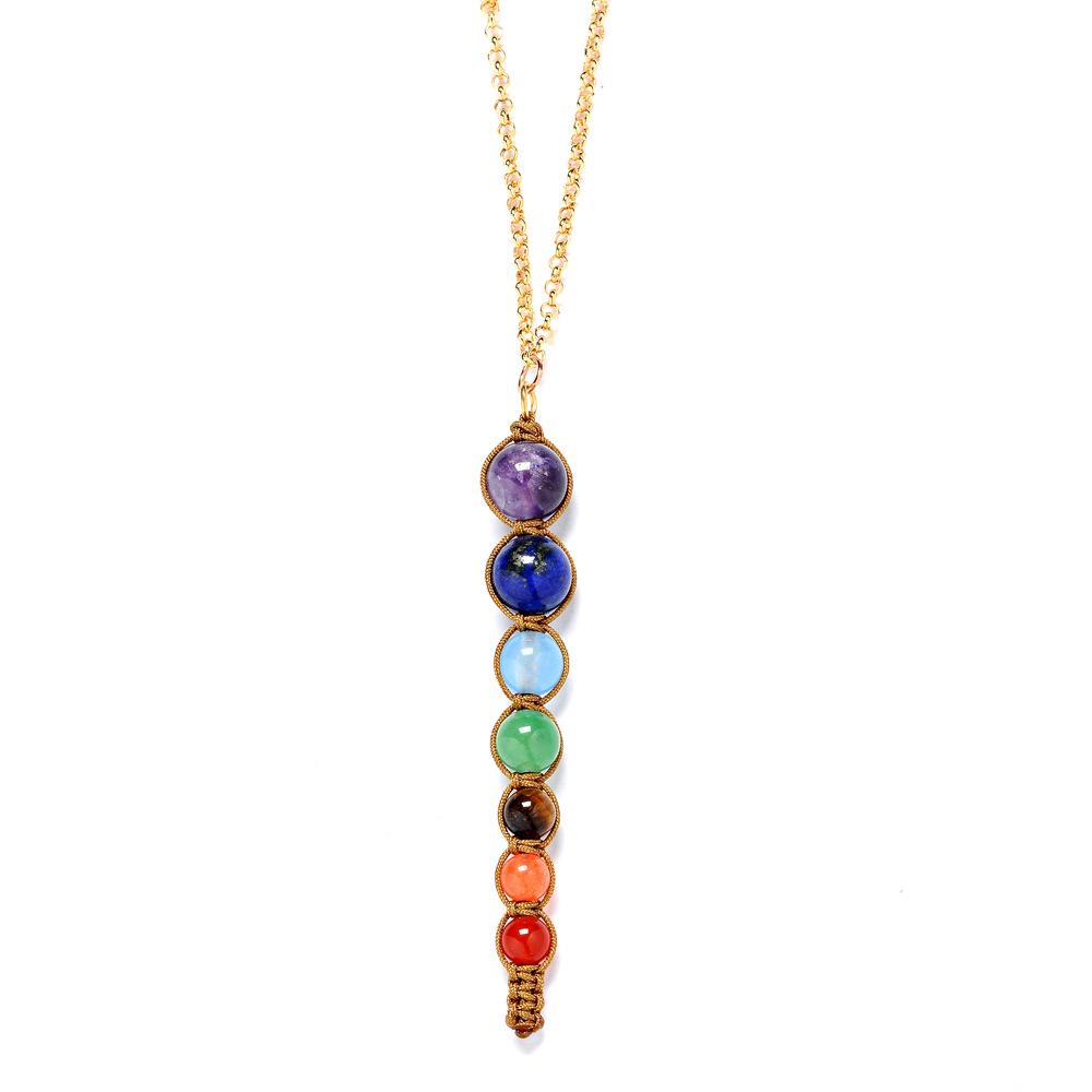 Multicolor Lava 7 Chakra Healing Balance Beads Necklace Women Necklaces & Pendants Reiki Spiritual Yoga Jewelry Pendant Necklace коричневый