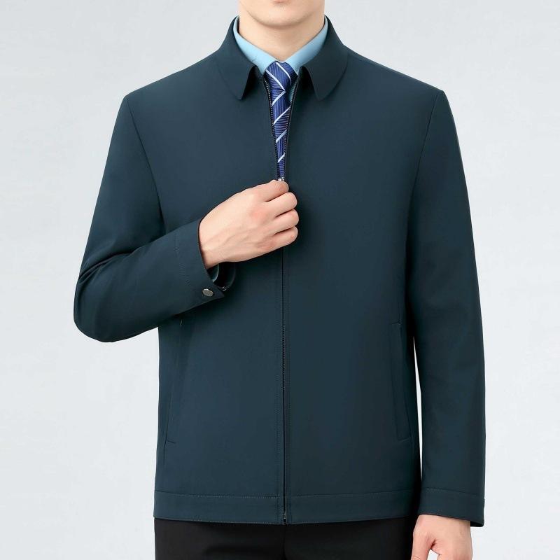 Mulberry Silk Spring and Autumn New Men's Casual Jacket Coat Middle-aged and Elderly Cadres Administrative Business Large Size Dad Tops