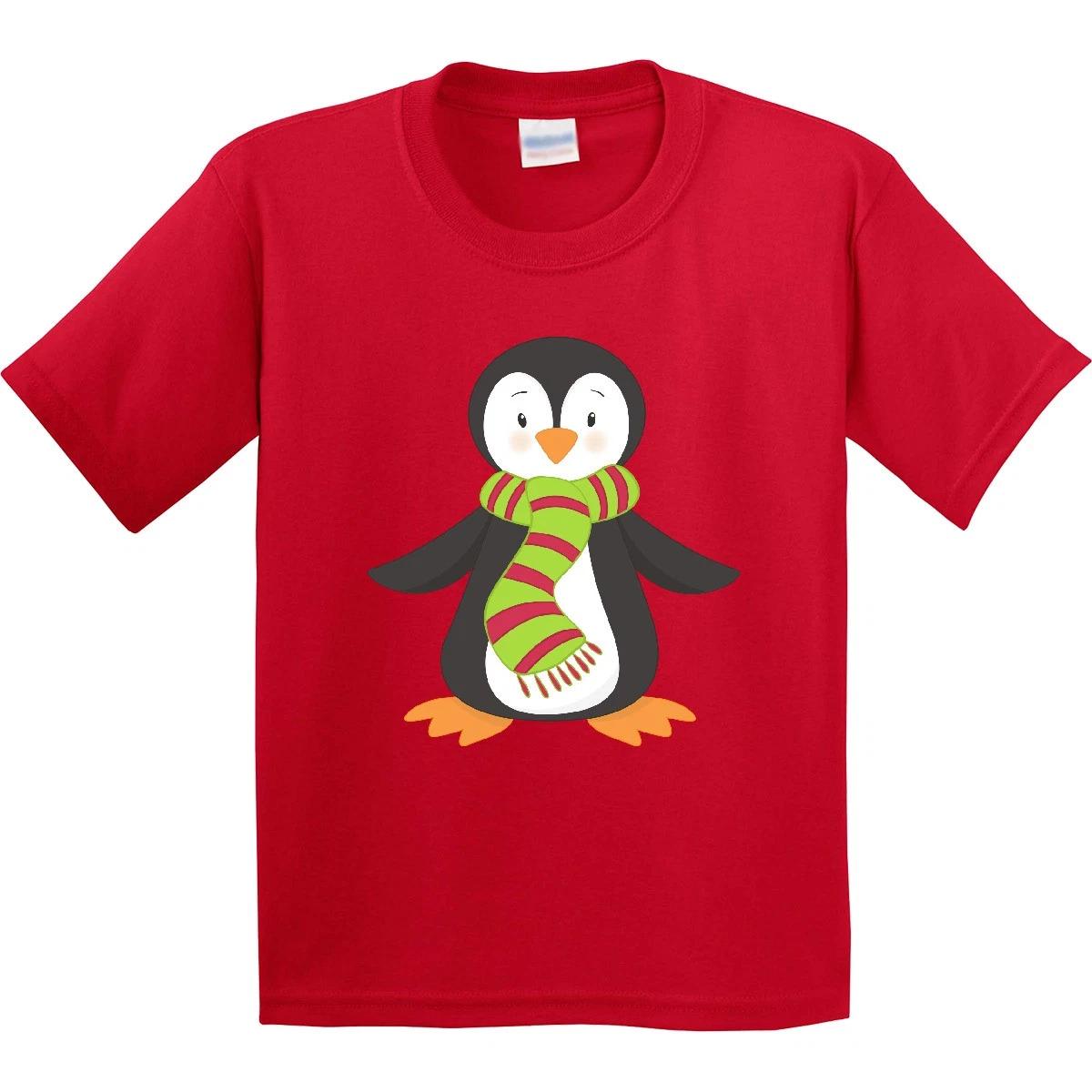 Inktastic Cute Penguin, Little Penguin, Penguin With Scarf Youth kids boys T-Shirt Animals 120