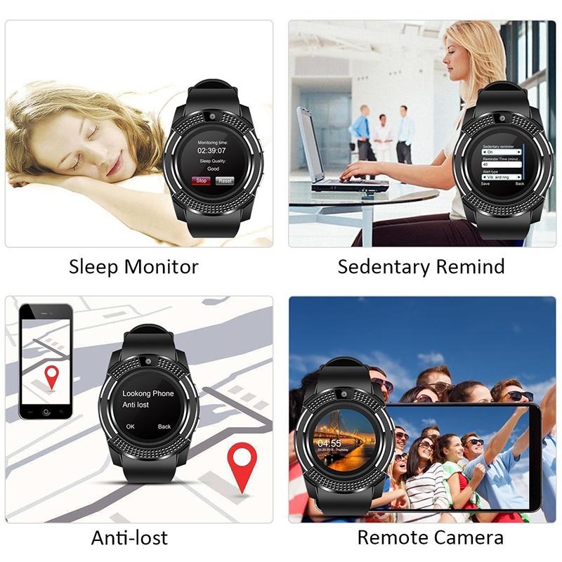 Wireless Smart Watch Bluetooth Reminder Monitor Anti-lost Camera for IOS Android
