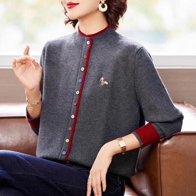 KAVON Women's 2025 Winter Half-High Neck Embroidered Pullover Sweater