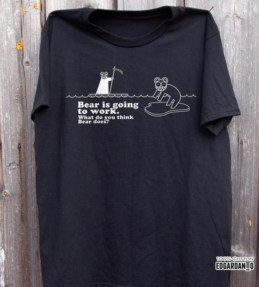 Rare! Radiohead Bear Is Going To Work Black Unisex T-shirt Size S-5XL Hot new Unisex T-Shirt M