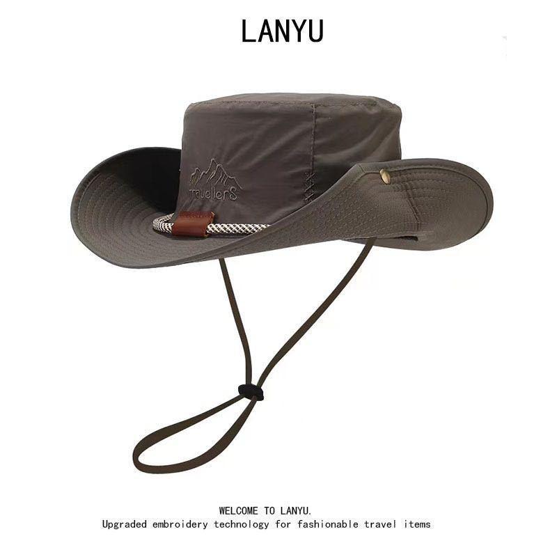 Hat Men's sun hat Sun protection hat Big brim fishing hat Sun hat Summer face hat Outdoor breathable foldable hat