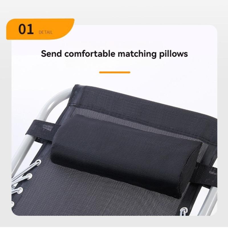 Black Ergonomic Lazy Chair Portable Lounge Deck Chair Home Leisure Recliner Foldable Armchair