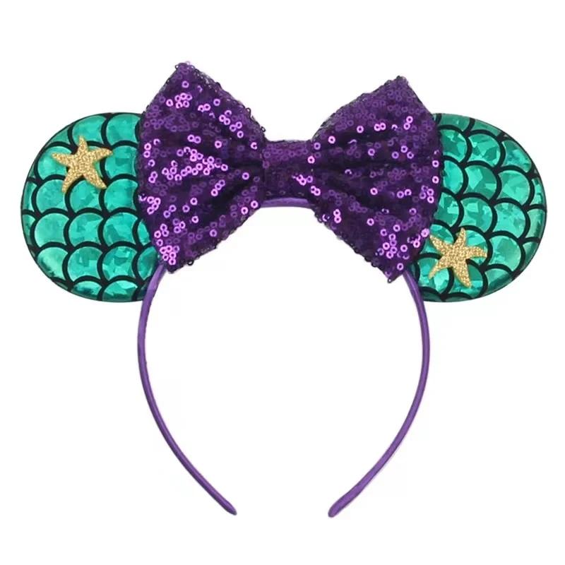 9.5 CM New Cute Glitter Crown Hairband Sequins Bows Mouse Ears Headband Kids Festival Party Cosplay Headband