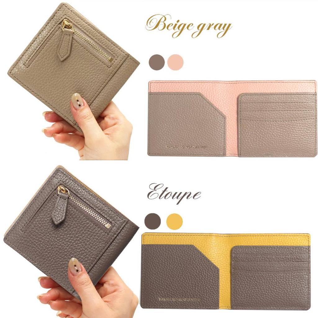 HAKATA NO MORI LEATHER Genuine Leather Bifold Wallet, Anti-Skimming, Anti-Magnetic, Ultra-Thin Mini Wallet, Magnetic Interference-Resistant, Compact,