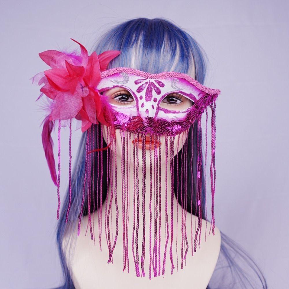 Mysterious Half Face Mask Tassel Design Party Mask Fashion Fox Mask  Masquerade