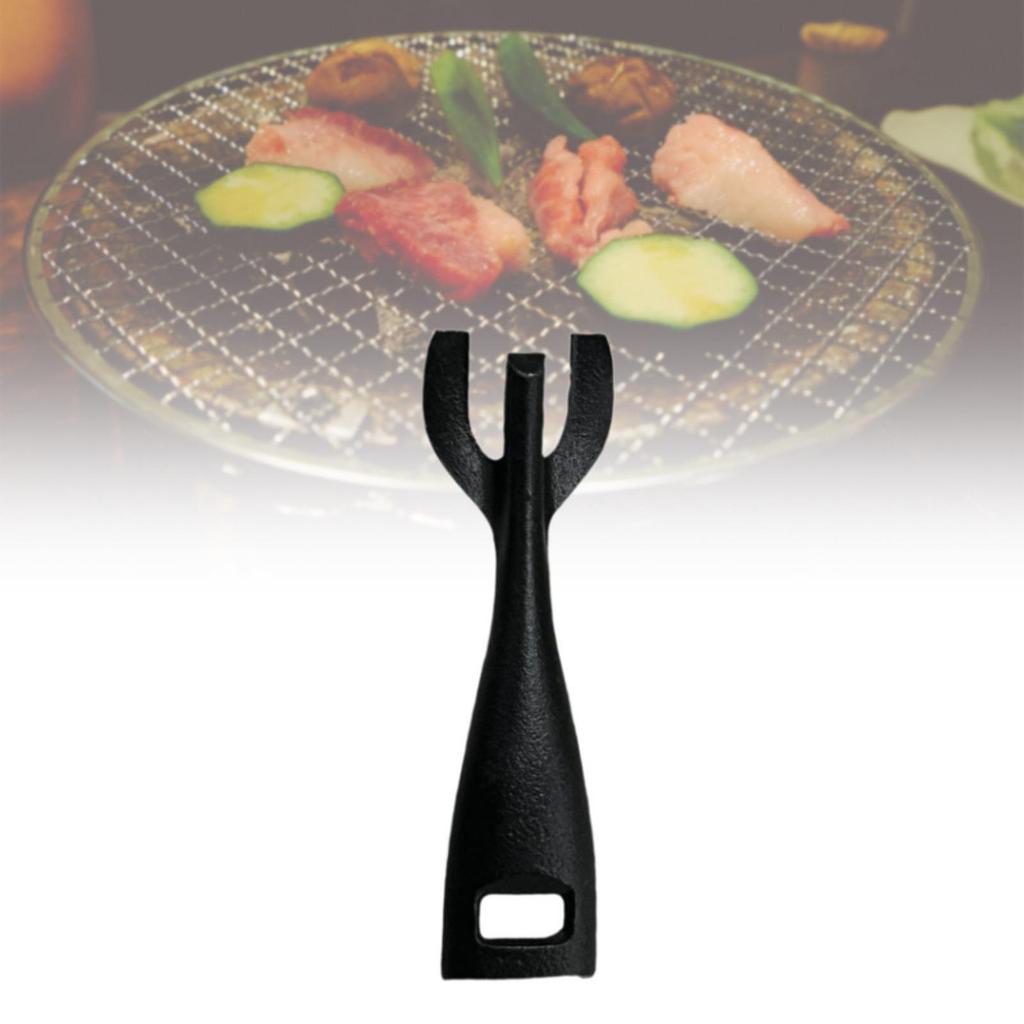 Cast Iron Steak Plate Fork Portable Heat Resistant Reusable Hot Dish Gripper Cooking Tongs for Home Kitchen BBQ Tool