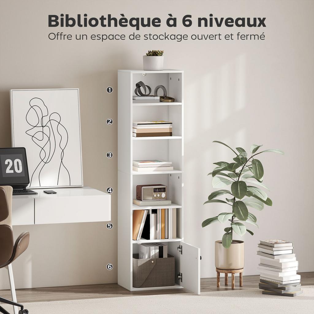 6-Tier 156 cm Tall Bookcase - White