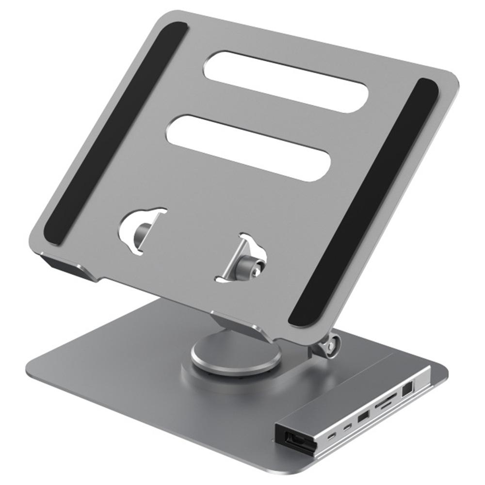 

FX-2238 Foldable Laptop Stand with Docking Station,4K HD + USB-A + USB-C + RJ45 + SD/TF Reader