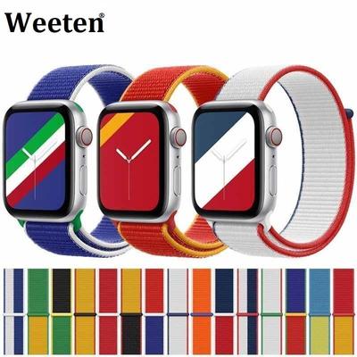 Correa deportiva de nailon para Apple Watch SE 6 7 3 4 5, correa de reloj iWatch de 42mm, 38mm, 41mm y 45mm, pulsera internacional para reloj inteligente
