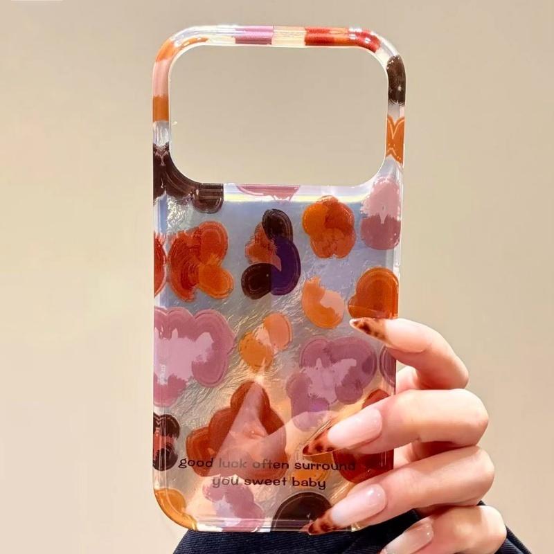 Y2k Cute Colorful Graffiti Leopard Print Case For iPhone 17Pro Max 17 16 15 17Air 14 13 12 11 Plus Korea Stylish Short Rope Case