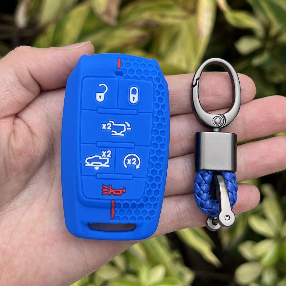 Silicone Car Key Case Remote Cover Shell Keychain Accessories for Dodge Ram 1500 Pickup Limited 2019 2020 2021 2022 2023 2024