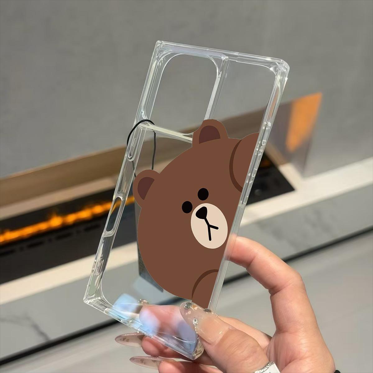 

Clear Square Back Tube Case Protection For iPhone 14 Pro Max 15 Plus 16 ProMax 13 11 12 Anti-Oxygen,Peeking Brown Pattern Casing iphone 11 ProMax