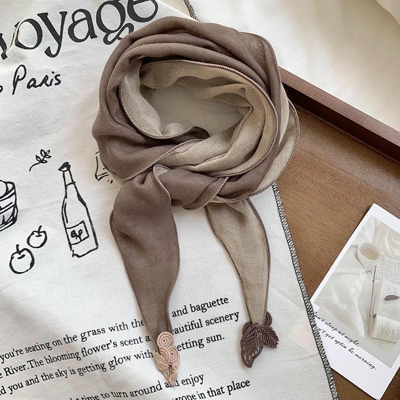 Silk scarf neck small square scarf new silk scarf women's retro pendant silk scarf two-color literary decoration versatile scarf shawl