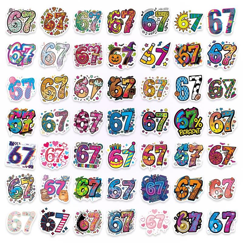 50Pcs Funny 67 Graffiti Stickers Creative Cartoon Decal Diy Luggage Phone Guitar Cup Skateboard Waterproof Sticker