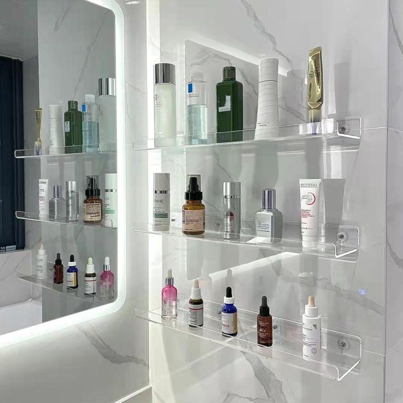 Xianyi01 Clear Floating Shelves Acrylic Floating Wall Ledge Shelf Vinyl Record Shelf Bathroom Display Organizer Storage Shelves