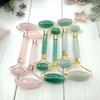 Natural Jade & Rose Quartz Double-Headed Massage Roller Set