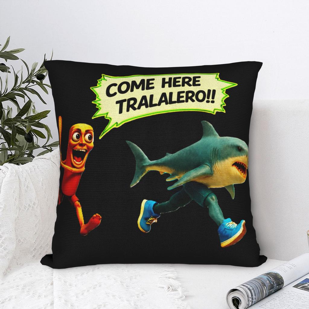 Tung Tung Tung Sahur chasing Tralalero Tralala Pillow Case Graphic Pillow Cover For Living Room Sofa Funny Pillowcases