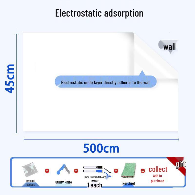 Ultra-Thin Portable Whiteboard Sticker - Erasable, No Glue, Wall-Safe