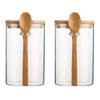 280ml Candy Jar with Bamboo Lid And Spoon 10oz Transparent Glass Bulk Food Storage Jar For Coffee Beans Tea Grains Dried Fruits