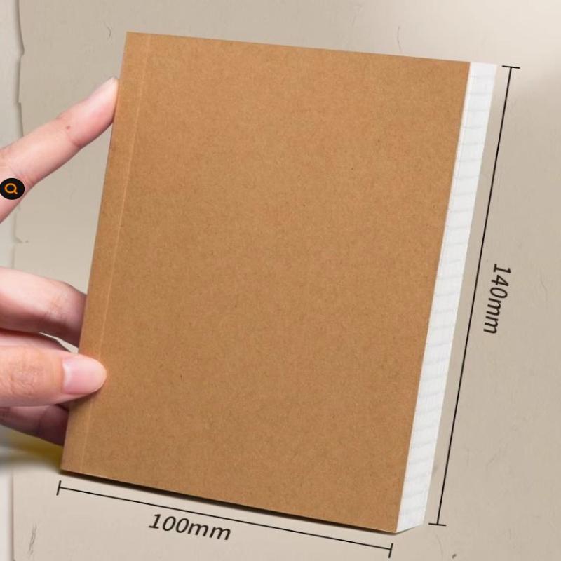 A6 Pocket Notebook 128 Sheets (256 Pages) Lined Blank/Grid Pages Thickened Kraft Paper Cover Compact Notepad