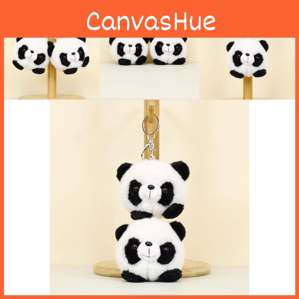 Cute Panda Plush Keychain Charming Couple Bag Ornament Short Plush Toy Gift