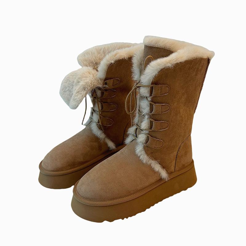 Snow boots Winter boots Lace-up snow cotton piled thick-soled thermal cotton shoes 35
