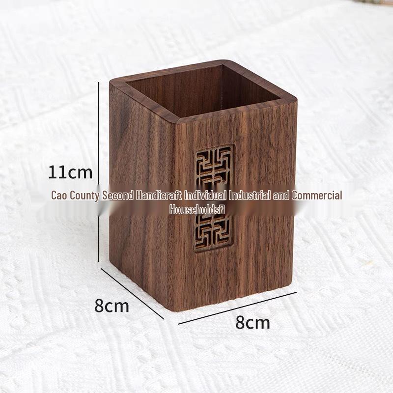 In Stock Wooden Kung Fu Pen Holder - Chinese Style Tea Caddy, Knife Holder, Makeup Brush & Office Desk Organizer
