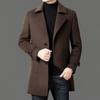Herren Wollmischung Doppelseitiger Mantel Mit Abnehmbarem Daunen-Innenfutter Winter Mittellang Business Casual Oberbekleidung