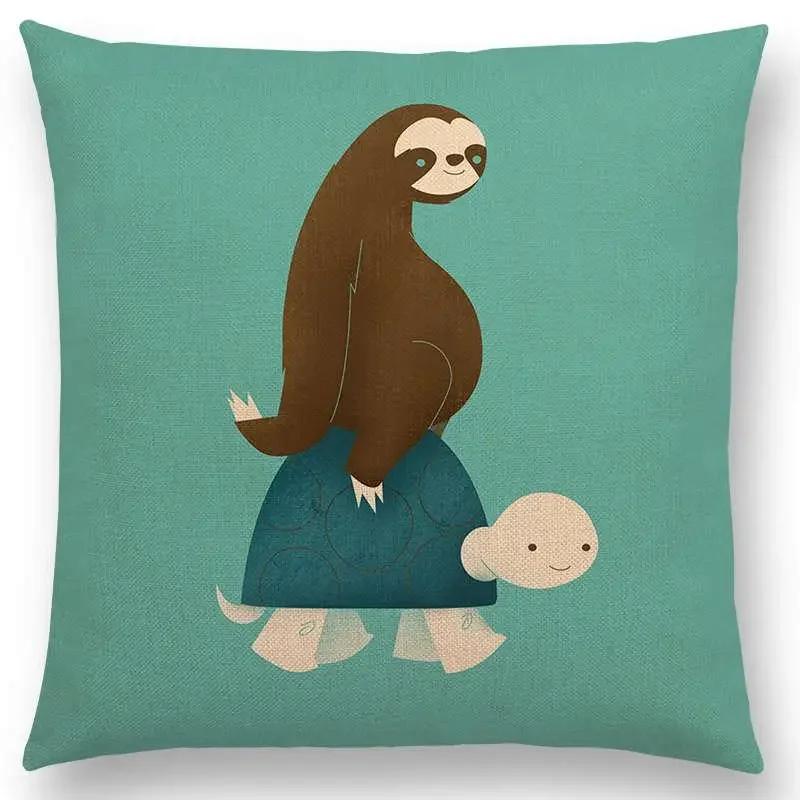 

Последние Мультяшные Животные Слон Лев Тигр Ленивец Пингвин Акула Собака Кит Тролль Птица Наволочка для Подушки Автомобиль Диван Декоративная Наволочка 66x66cm золотистый