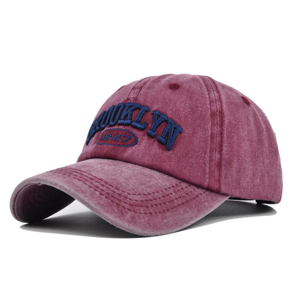 Brooklyn Embroidery Cross-Border Baseball Cap - Washed Sun Hat with Curved Brim