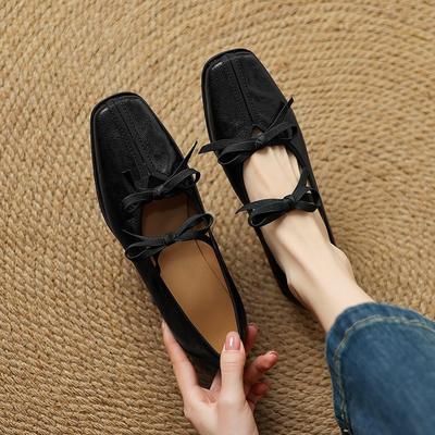 New Ballet Black Mary Jane Small Leather Shoes Square Head Light Mouth Low Heel Single Shoes Women