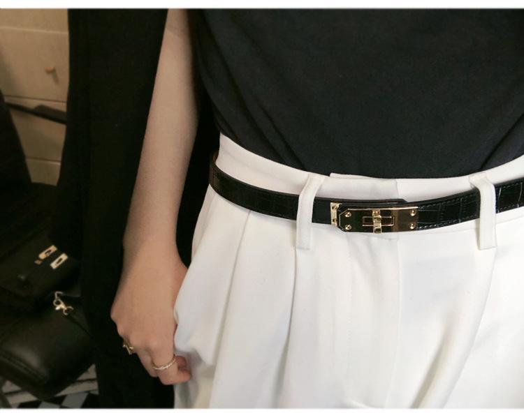 Women's Adjustable Genuine Leather Alligator Pattern Belt
