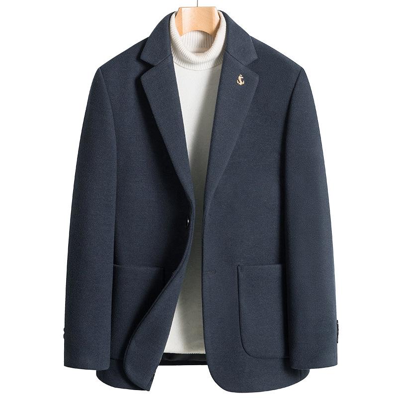 Autumn and Winter New Men's Woolen Suit Business Casual Single-breasted Two-button Suit Three-dimensional Patch Bag Woolen Jacket Suit