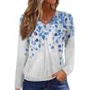 Kvinners avslappet mote V-hals raglan plissert blomstertrykk langermet topp