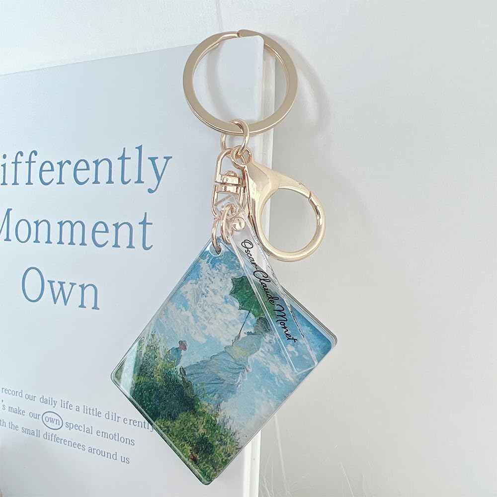 [ONLYOU] Stylish and Cute Keychain, Key Ring Charm, Ornament, Bag Charm, Simple Acrylic Mirror, Painting, Masterpiece, Illustration, Woman with a