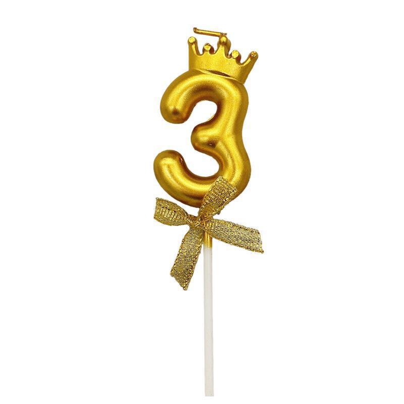 Crown Gold Number Birthday Candle Topper for First Birthday, Cake Decoration, Valentine's or Qixi Festival.