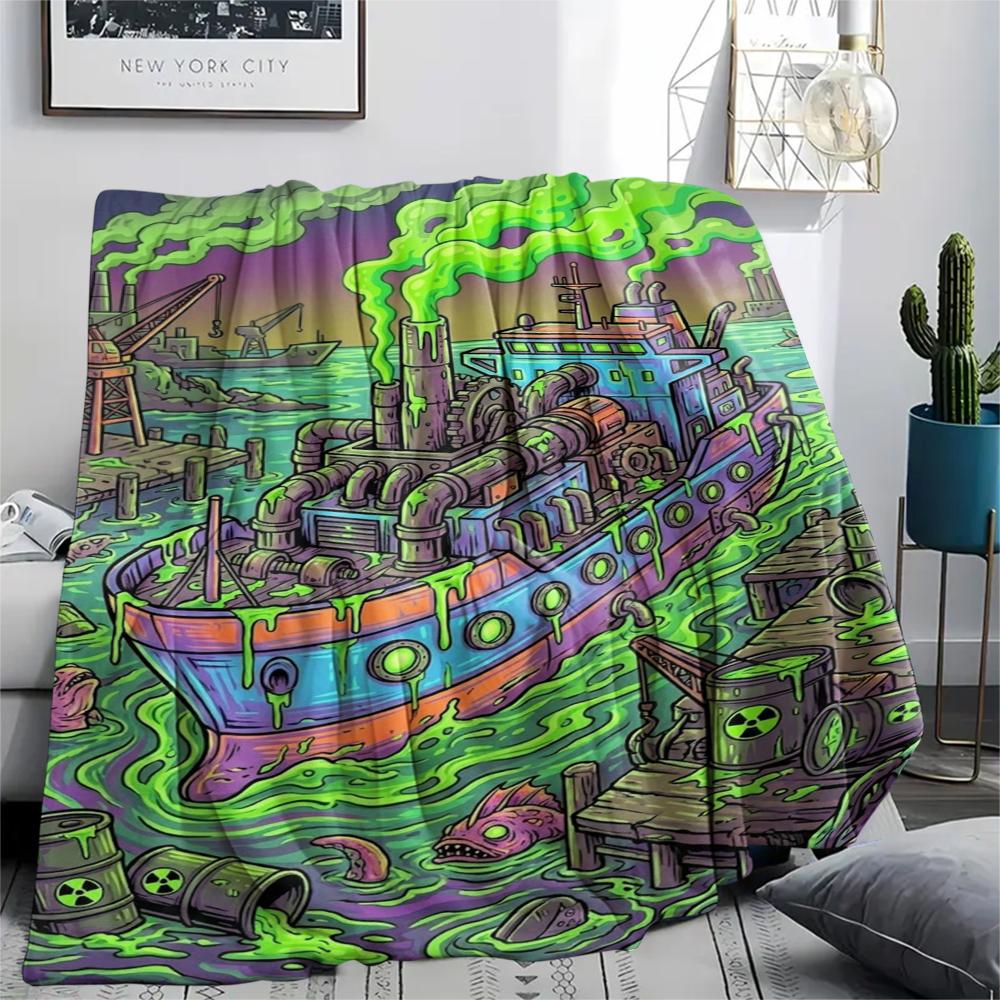 Manta de Franela Estampada para Vehículos de Transporte de Ácidos, Alta Calidad, Cómoda para Todas las Estaciones, Decoración del Hogar, Calidez y Comodidad, Perfecta para Regalos de Navidad