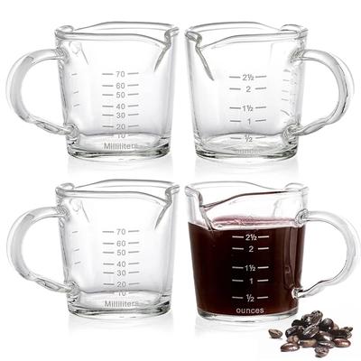 Tasse à expresso en verre avec double bec verseur, tasse à mesurer à café de 70 ml avec échelle, pichet à lait résistant à la chaleur pour accessoire de café