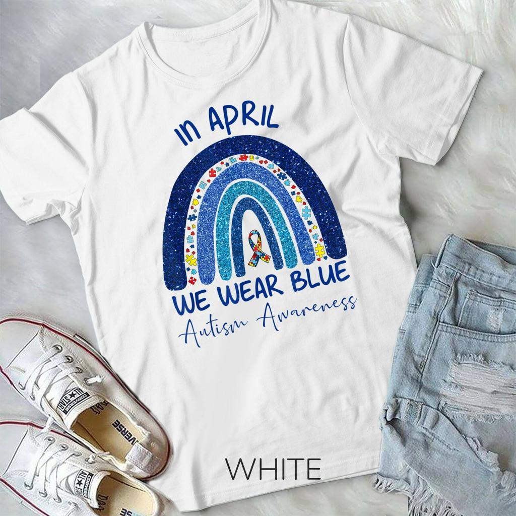 Rainbow Autism In April We Wear Blue Autism Awareness Month T-shirt