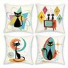 Retro Neon Black Cat Digital Printing Pillow Cover Short Plush Suitable Living Rooms Bedrooms Sofas Throw Cushion Cover 4Pcs